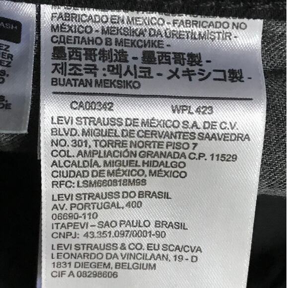 Levi Jeans Mens Black Red Tab Distressed Straight Zip Button Front Size 36 30 - Picture 10 of 10